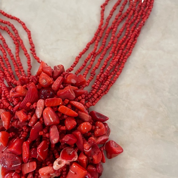 Boho chic multi strand coral necklace - Picture 2 of 8